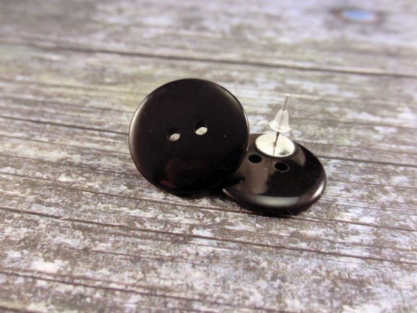 Einfache Kunststoff Knopf Ohrstecker Button black